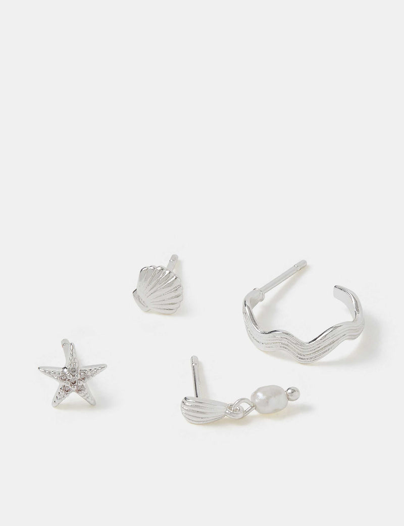 Accessorize sterling silver plated mixed earrings 4 pack, UK version