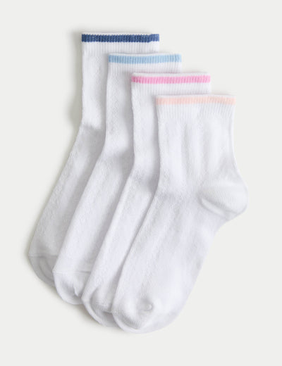 M&S Cotton Rich Striped Pelerine Socks 4 Pack (Size 6 Small - 7 Large)- Buy online at McGrocer