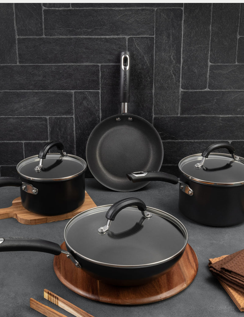 Circulon 4 piece aluminium pot and pan set, UK version