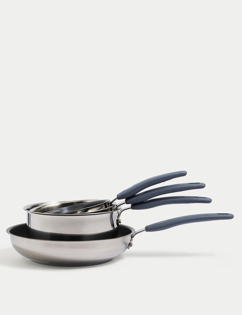 4 piece stainless steel pan set, imported from the UK