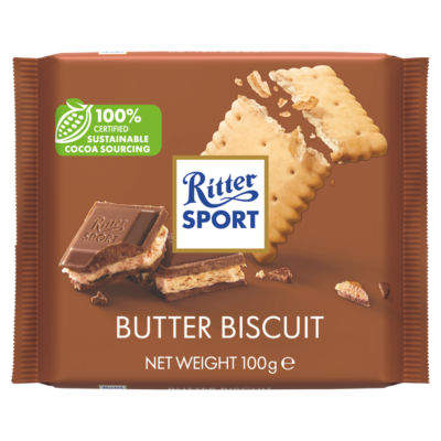 Ritter Sport butter biscuit chocolate bar 100g, imported from the UK
