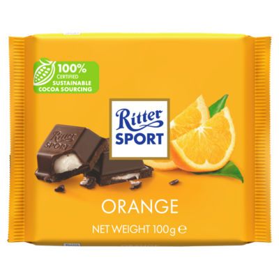 Ritter Sport dark chocolate orange filling 100g, imported from the UK