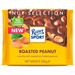 Ritter Sport milk chocolate bar roasted peanuts 100g - British product