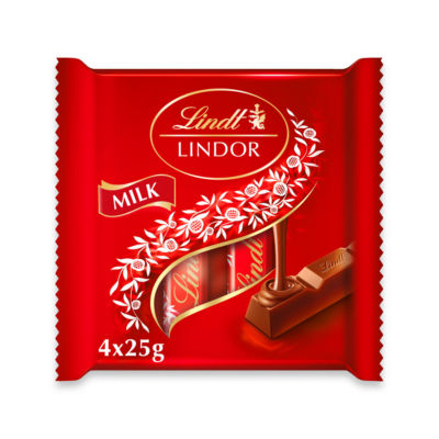 Lindt milk chocolate treat bars multipack 4x25g (British brand)