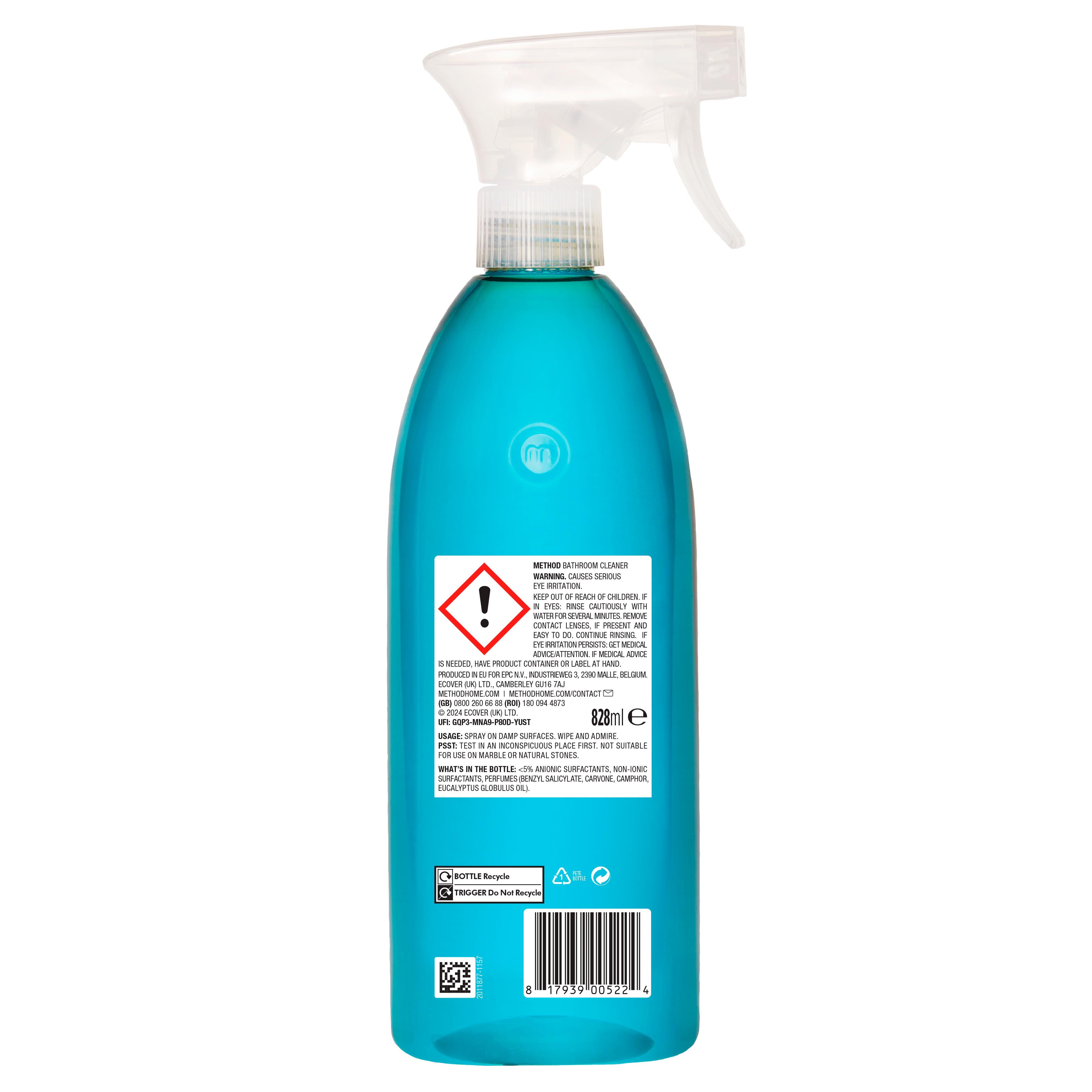 Method Bathroom Cleaner Eucalyptus Mint 828ml (British brand)