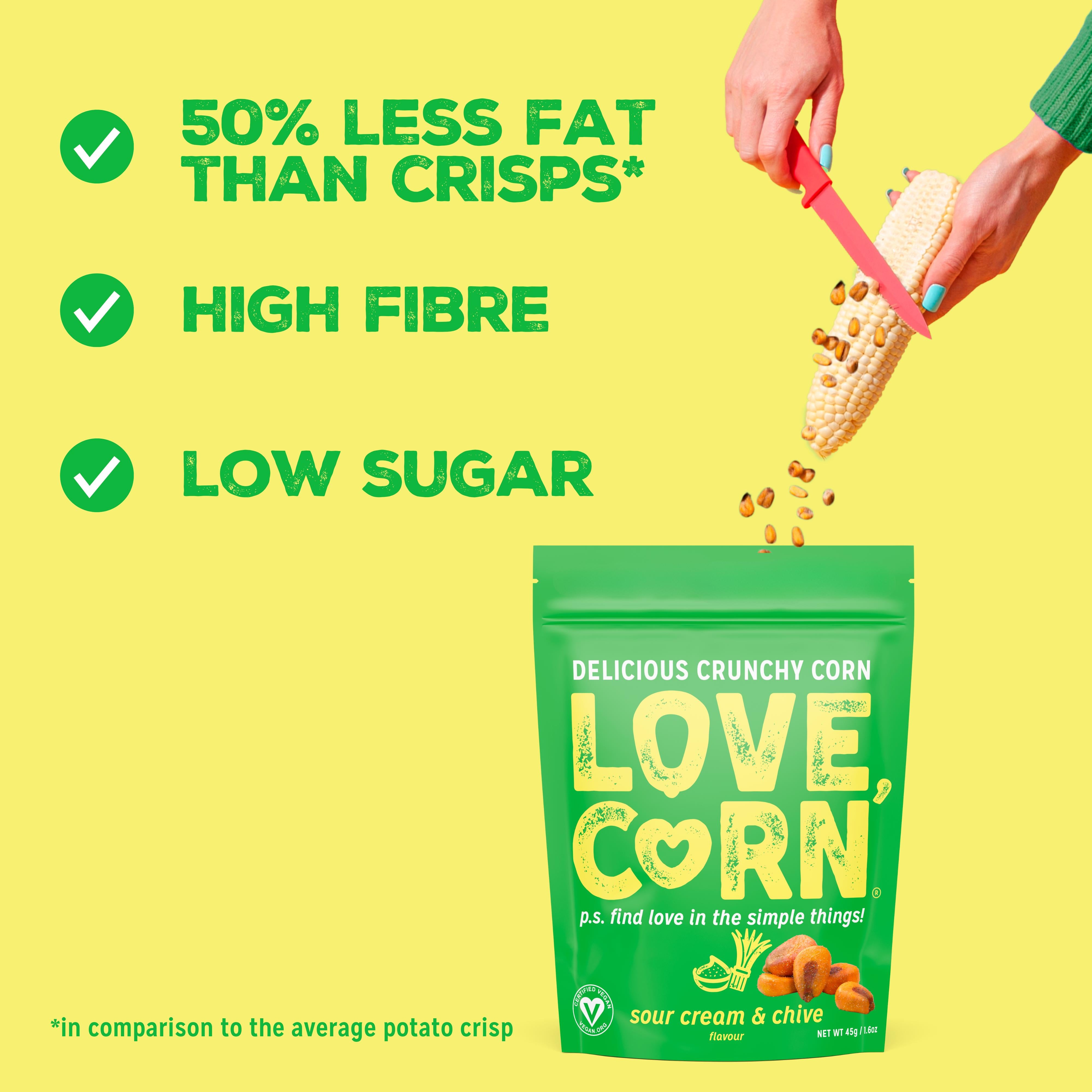 Love Corn Sour Cream Chive Crunchy Corn 115g, UK version