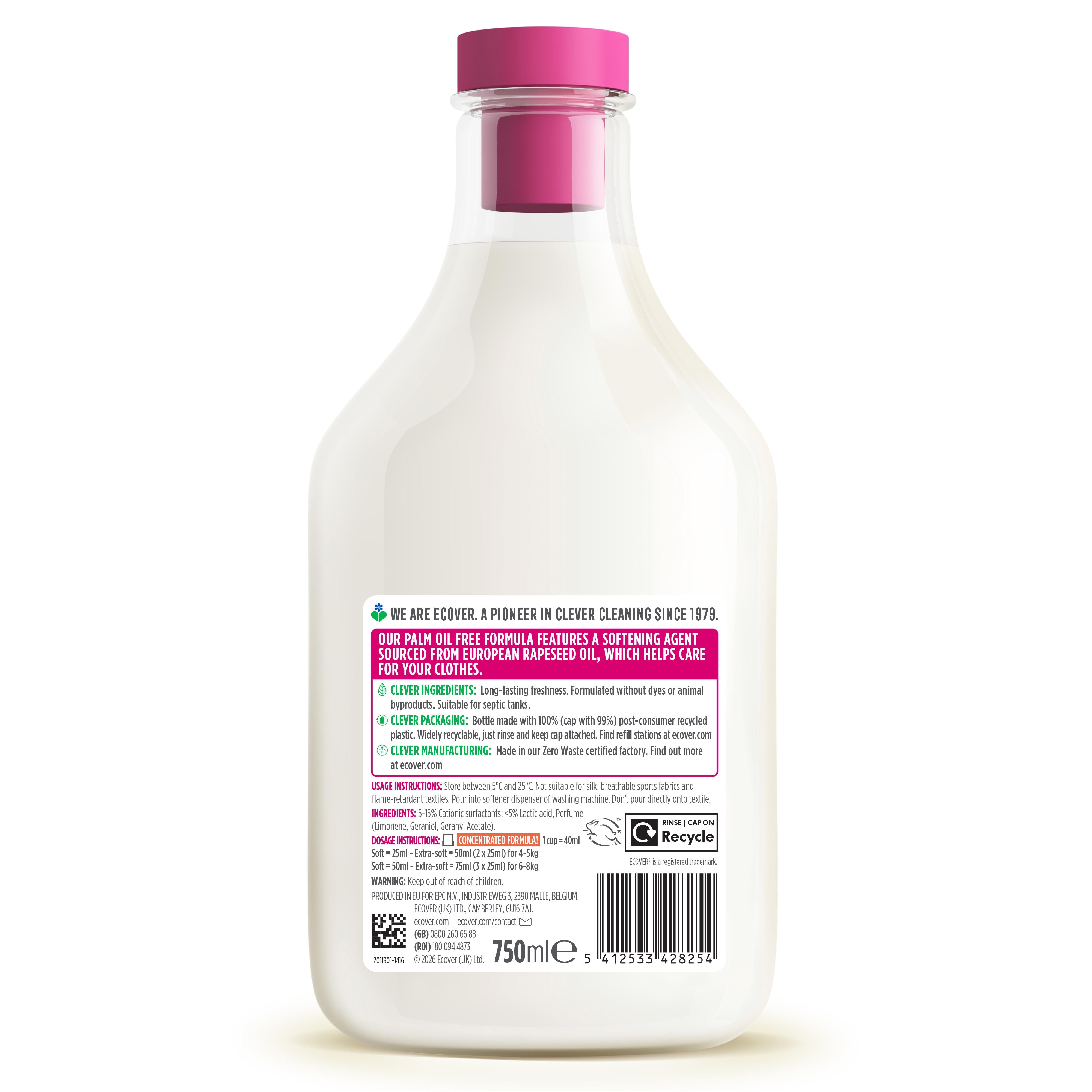 Ecover Apple Blossom & Almond fabric softener 750ml, imported from the UK