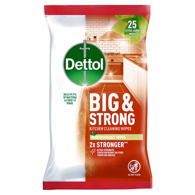 Dettol Big & Strong Kitchen Surface Cleaning Wipes   25 per pack