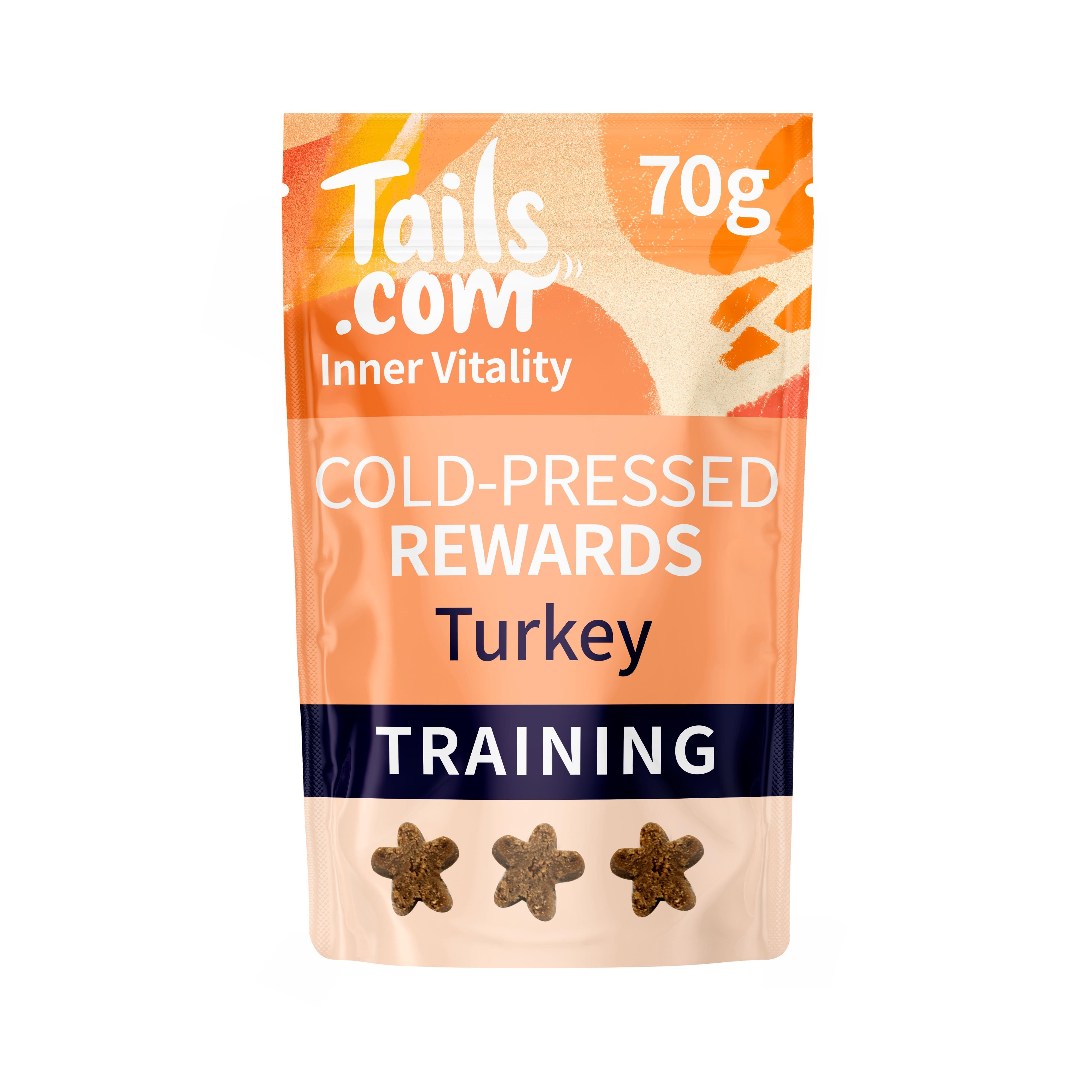 Tails.com Inner Vitality cold pressed turkey dog treats 70g - British product
