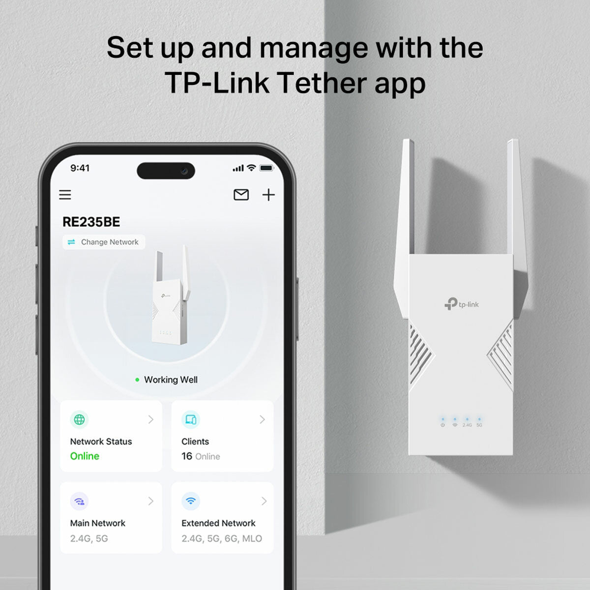 TP-Link RE235BE dual-band WiFi 7 range extender (British brand)