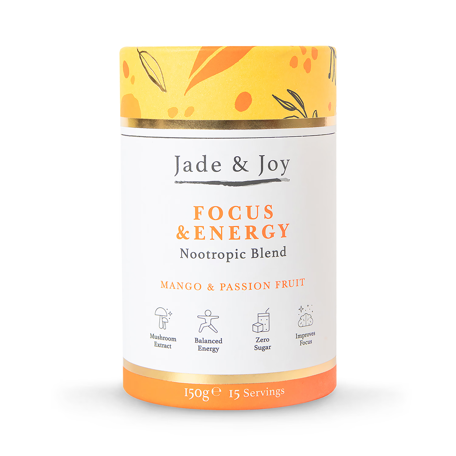 Jade & Joy Focus & Energy Nootropic Blend Mango & Passionfruit 150g - British product