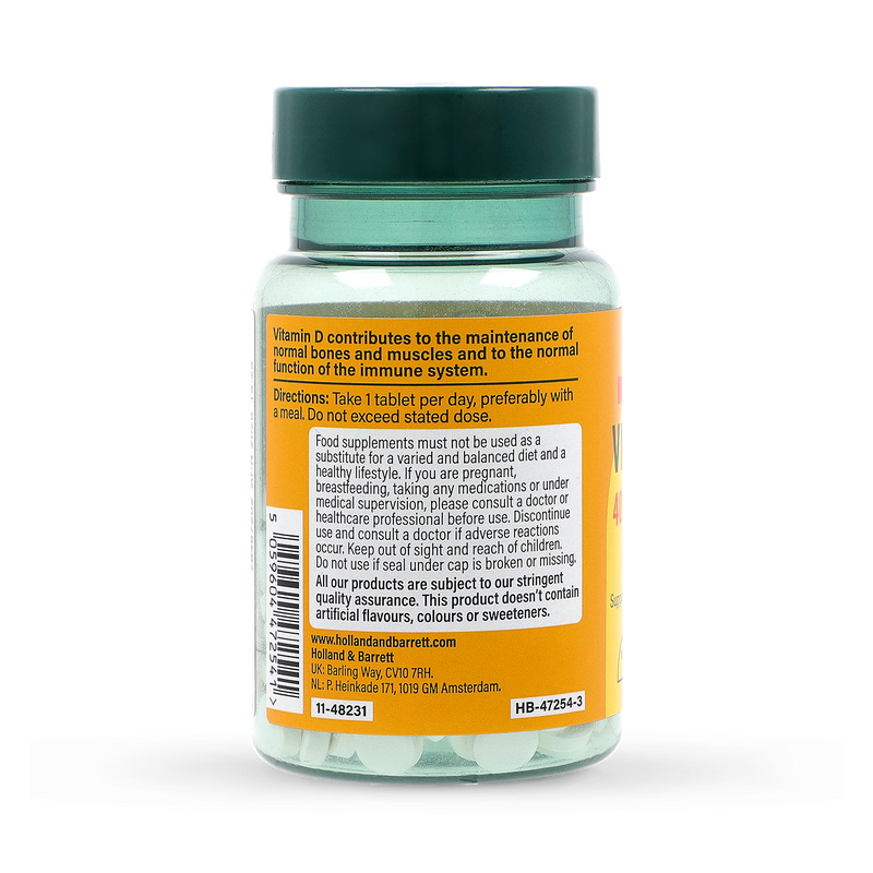 Holland & Barrett Vitamin D3 4000 IU 120 Tablets, imported from the UK