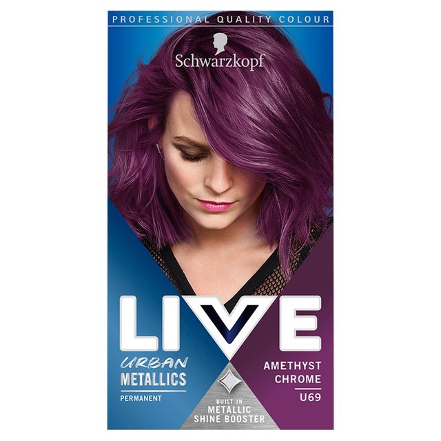 Schwarzkopf Live Amethyst Chrome U69 Metallics Purple Permanent Hair Dye GOODS M&S   