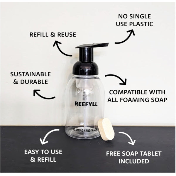 Reefyll Soap Dispenser with Bottle 250ml &amp; Orange Soap Tablet