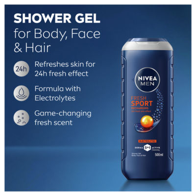 Nivea Men Fresh Sport shower gel 500ml, UK version