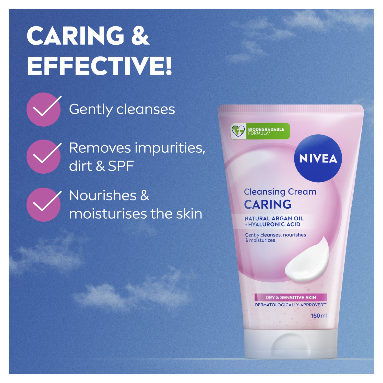 Nivea Caring Cleansing Cream Face Wash 150ml, imported from the UK