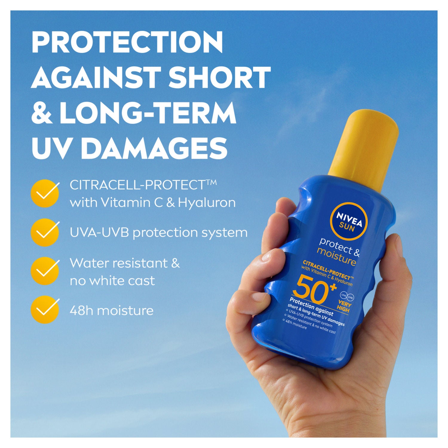 Nivea SPF50+ sun cream pump spray 200ml, imported from the UK