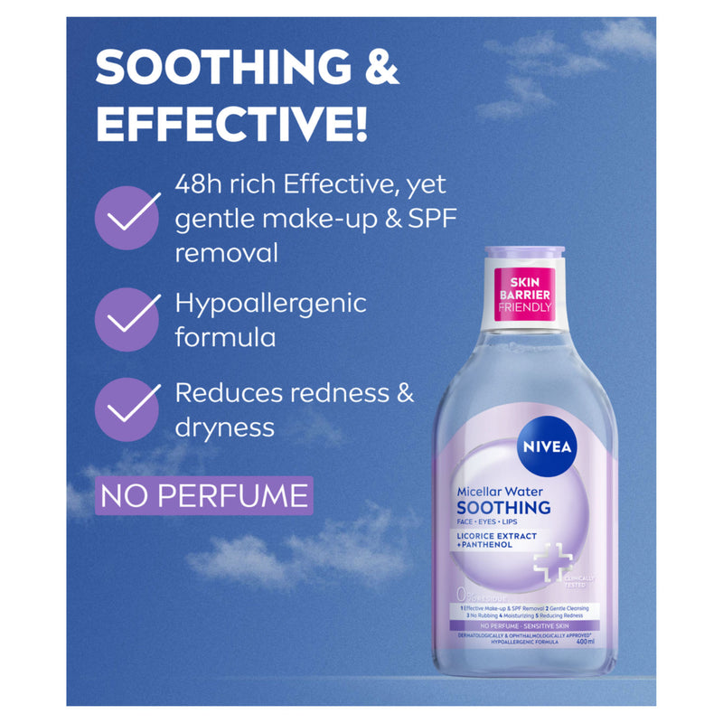 Nivea Soothing Micellar Water for Sensitive Skin 400ml, imported from the UK