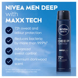 Nivea anti-perspirant deodorant spray Deep Black Carbon 250ml, imported from the UK