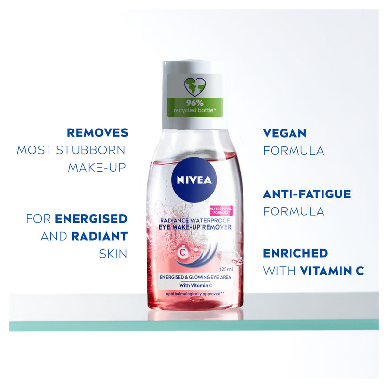 Nivea Radiance Waterproof Eye Make-Up Remover 125ml, imported from the UK