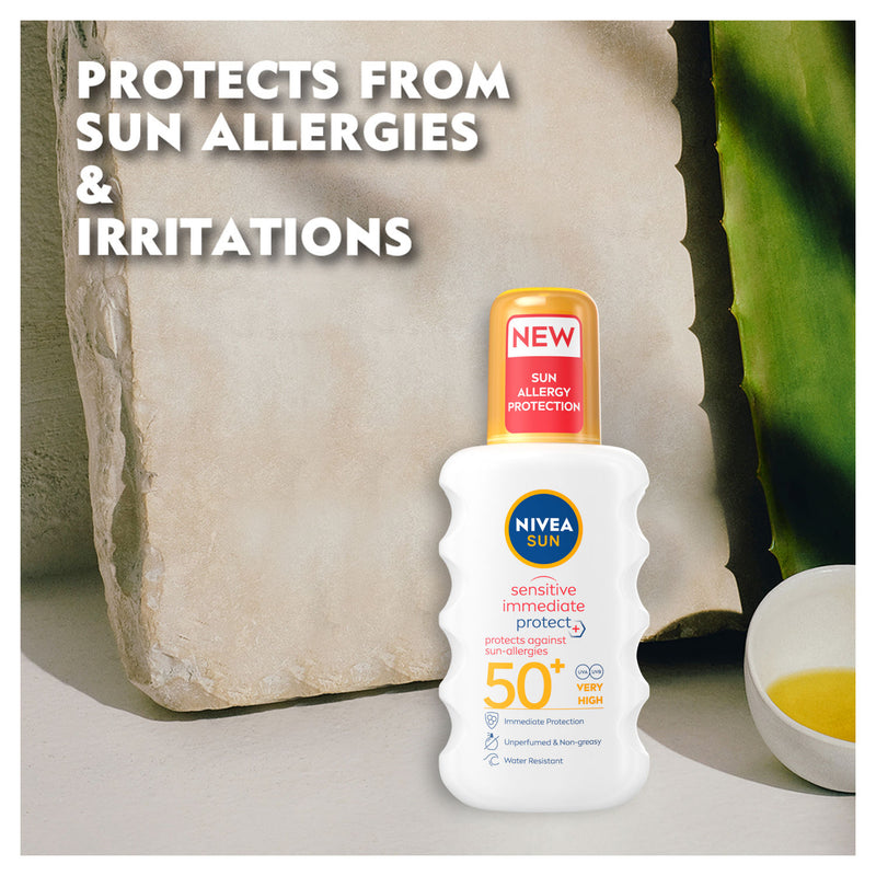 Nivea Sensitive SPF 50+ spray 200ml, imported from the UK
