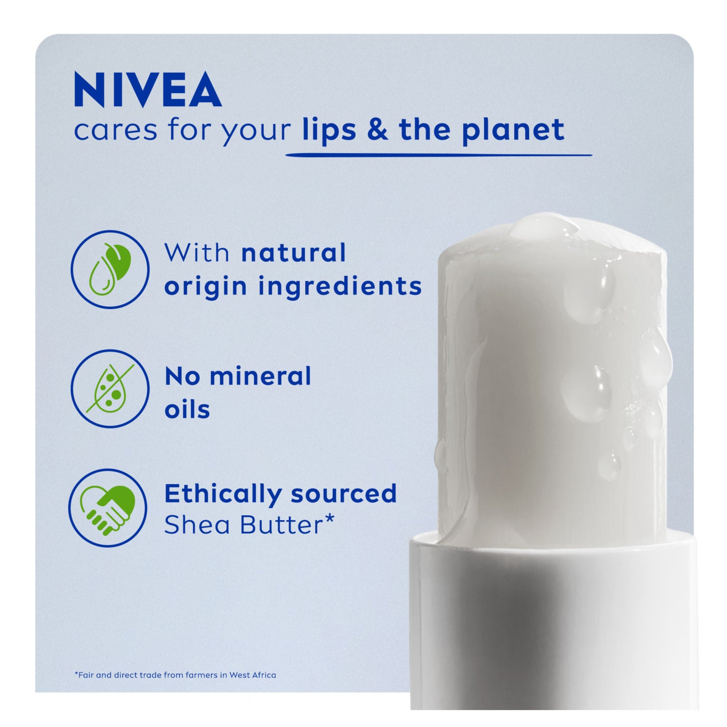 Nivea Hydro Care SPF15 lip balm 4G, imported from the UK