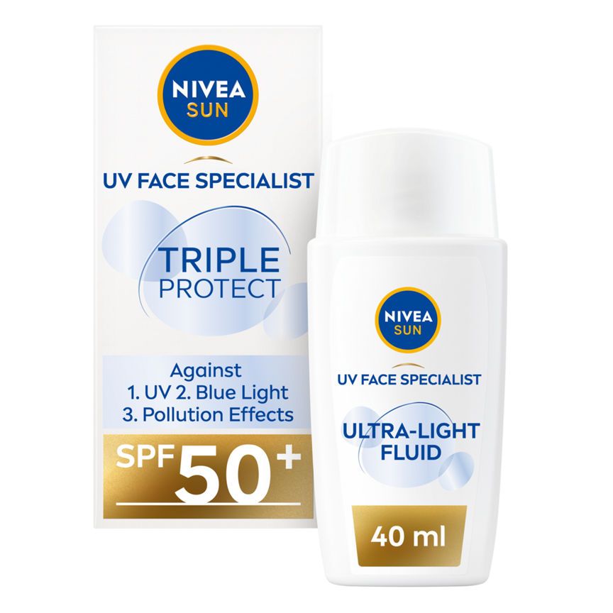 Nivea UV Face Specialist Triple Protect Sun Fluid SPF 50+ 40ML GOODS ASDA   