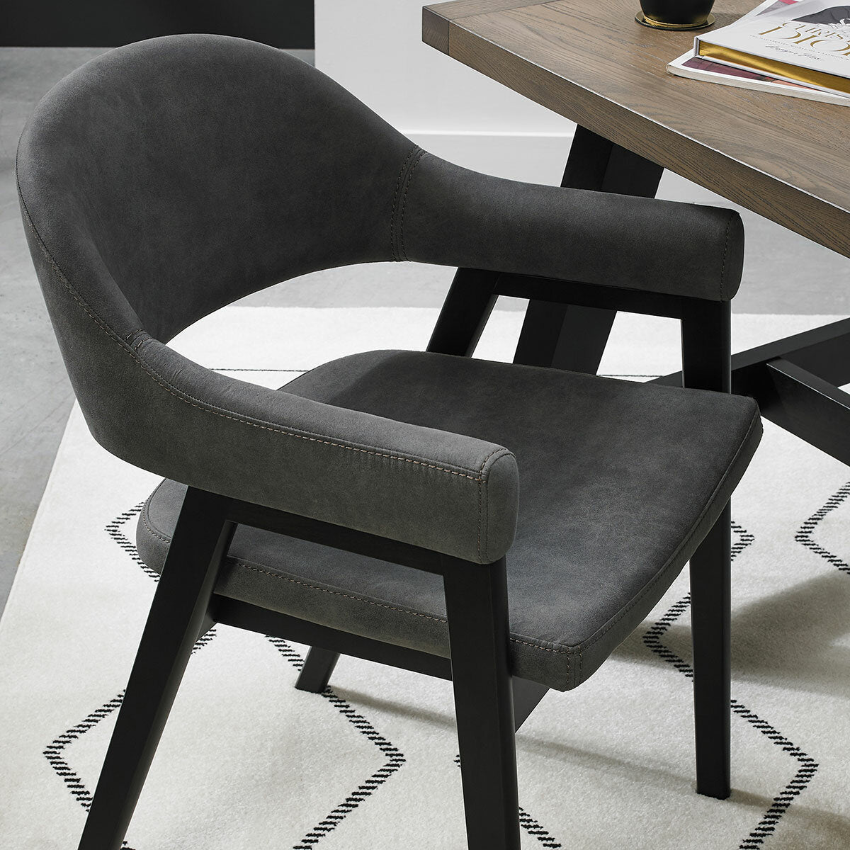 Bentley Designs grey fabric armchair 2 pack, imported from the UK