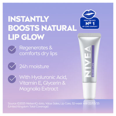 Nivea Glowy lip balm tube 10ml - British product