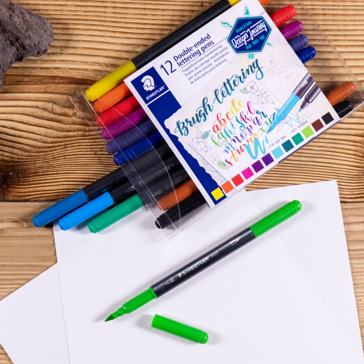 Staedtler double-ended lettering pens pack of 12 (British brand)