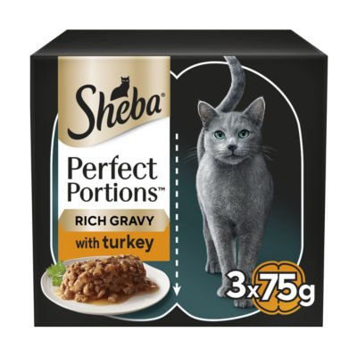 ASDA Sheba Perfect Portions Adult Wet Cat Food Turkey Chunks 6x37.5g Tray- Buy online at McGrocer