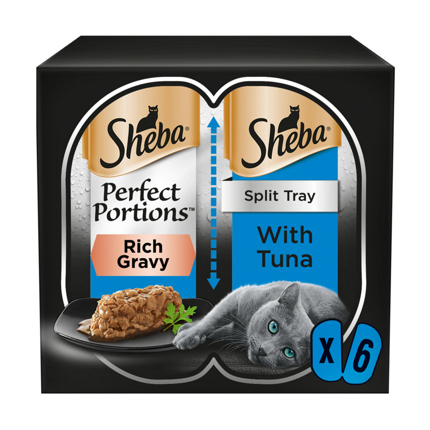 Sheba Perfect Portions Adult Wet Cat Food Trays with Tuna Chunks in Gravy