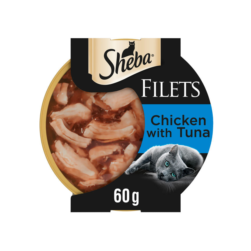 Sheba Fillets Adult Cat Food Tray with Chicken and Tuna in Gravy 60g GOODS ASDA   