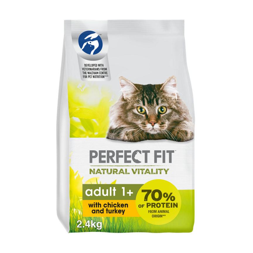 Perfect Fit Advanced Nutrition Complete Dry Cat Food Chicken & Turkey 2.4kg GOODS ASDA   