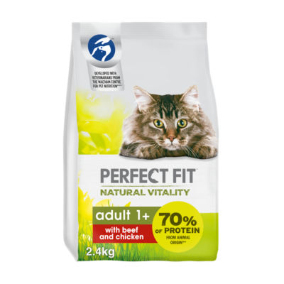 Perfect Fit dry cat food beef and chicken 2.4kg, imported from the UK