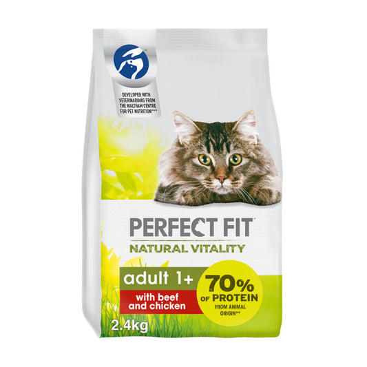 Perfect Fit Fit Natural Vitality Adult Dry Cat Food Beef & Chicken 2.4kg GOODS ASDA   