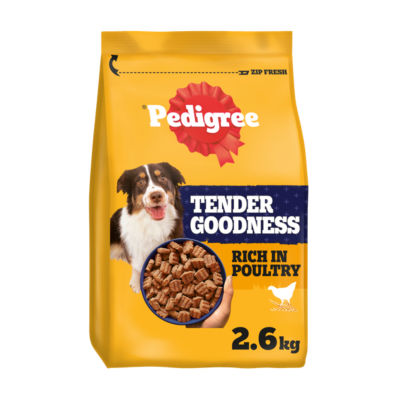 Pedigree dry dog food poultry 2.6kg, imported from the UK