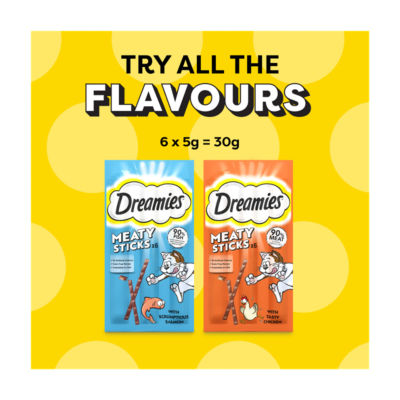 DREAMIES cat treats salmon sticks 30g, UK version