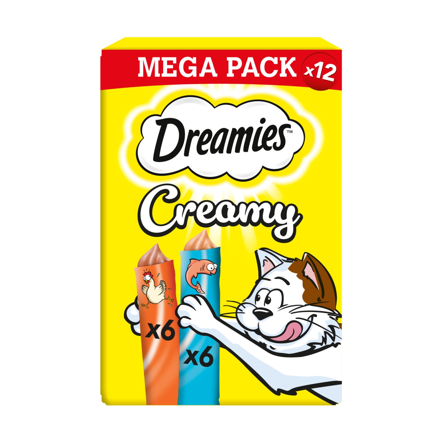 Dreamies creamy cat treats chicken salmon 12 x 10g (British brand)