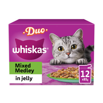 Whiskas Duo Mixed Medley wet cat food pouches 12x85g, UK version