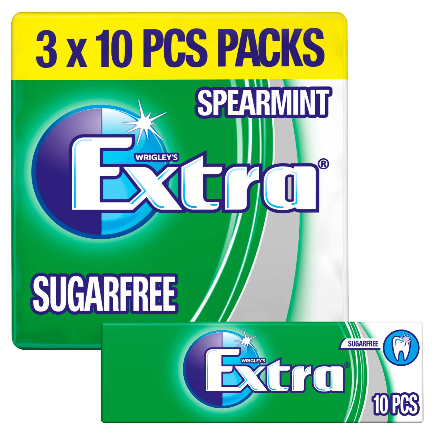 Wrigley's spearmint sugar-free chewing gum 3-pack, imported from the UK