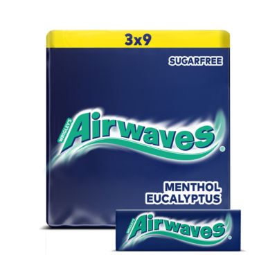Airwaves Sugar Free Menthol Eucalyptus Chewing Gum 9 Piece Multipack