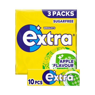 Extra Apple sugar free gum x3 packs, UK version