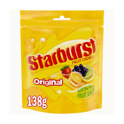 Starburst Chewy Sweets Fruit Flavoured Pouch Bag 138g