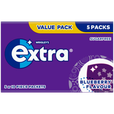 Extra blueberry sugar free chewing gum multipack, UK version
