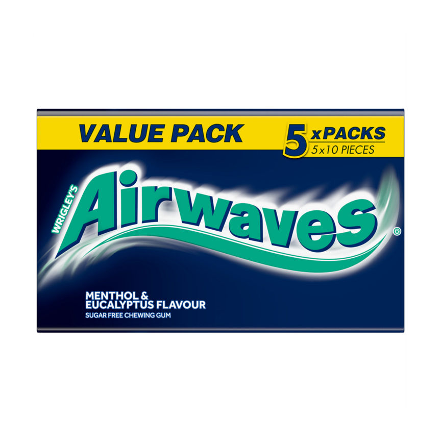 Wrigley's Airwaves Menthol & Eucalyptus Flavour Sugar Free Chewing Gum 5 x 14g (70g) GOODS ASDA   