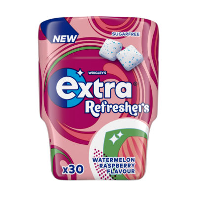 ASDA Extra Refreshers Watermelon Raspberry Sugar Free Chewing Gum Bottle 30 Pieces- Buy online at McGrocer