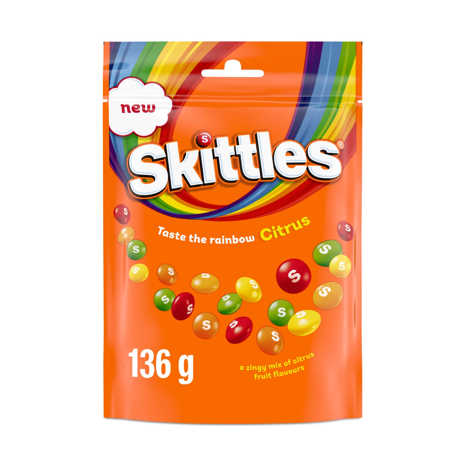 Skittles citrus vegan sweet pouch 136g, UK version