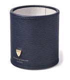 Aspinal Of London round leather pen pot, 10cm x 9cm - British product