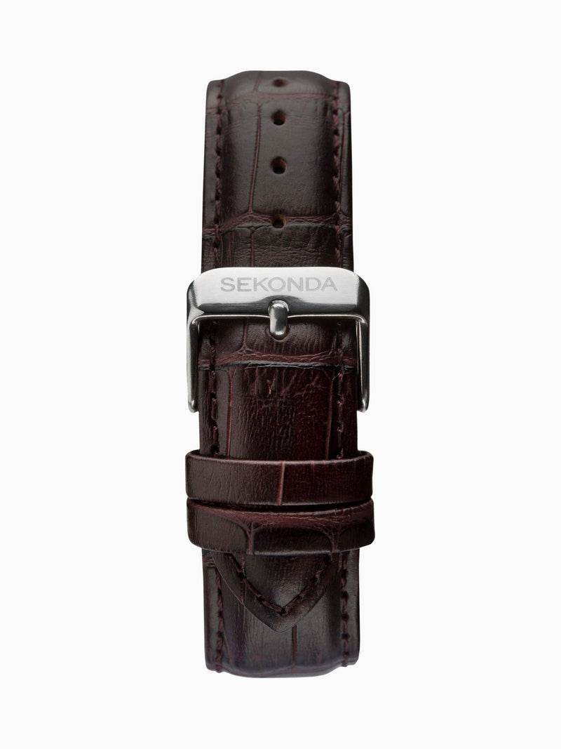 Brown watch leather strap blue dial 40mm case, imported from the UK